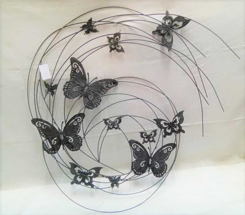 Dekoracja ścienna metalowe motyle 83 x 98 cm, ręcznie wykonana