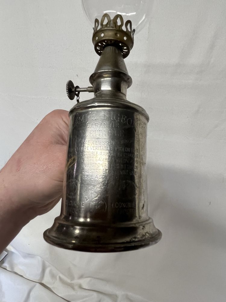 Lampa naftowa francuska Pigeon antyk dekoracja vintage