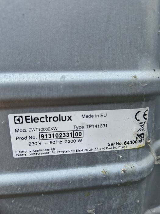 Pralka elektrolux EWT 1066 ekw programator silnik gzalka pompa