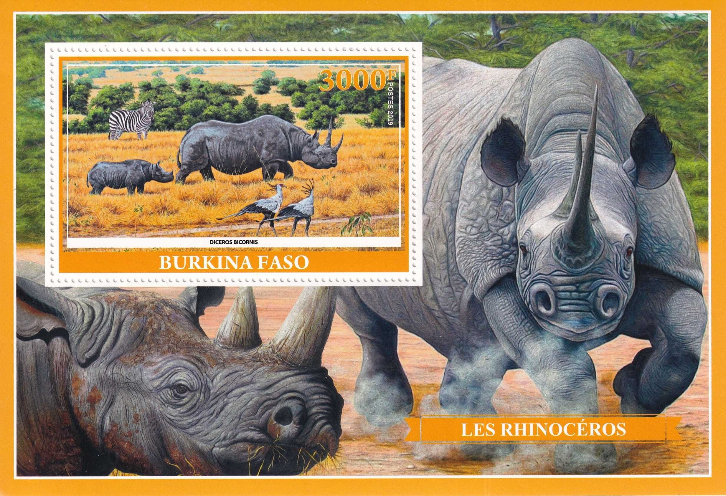 Burkina Faso 2019 cena 5,90 zł (8) - nosorożce