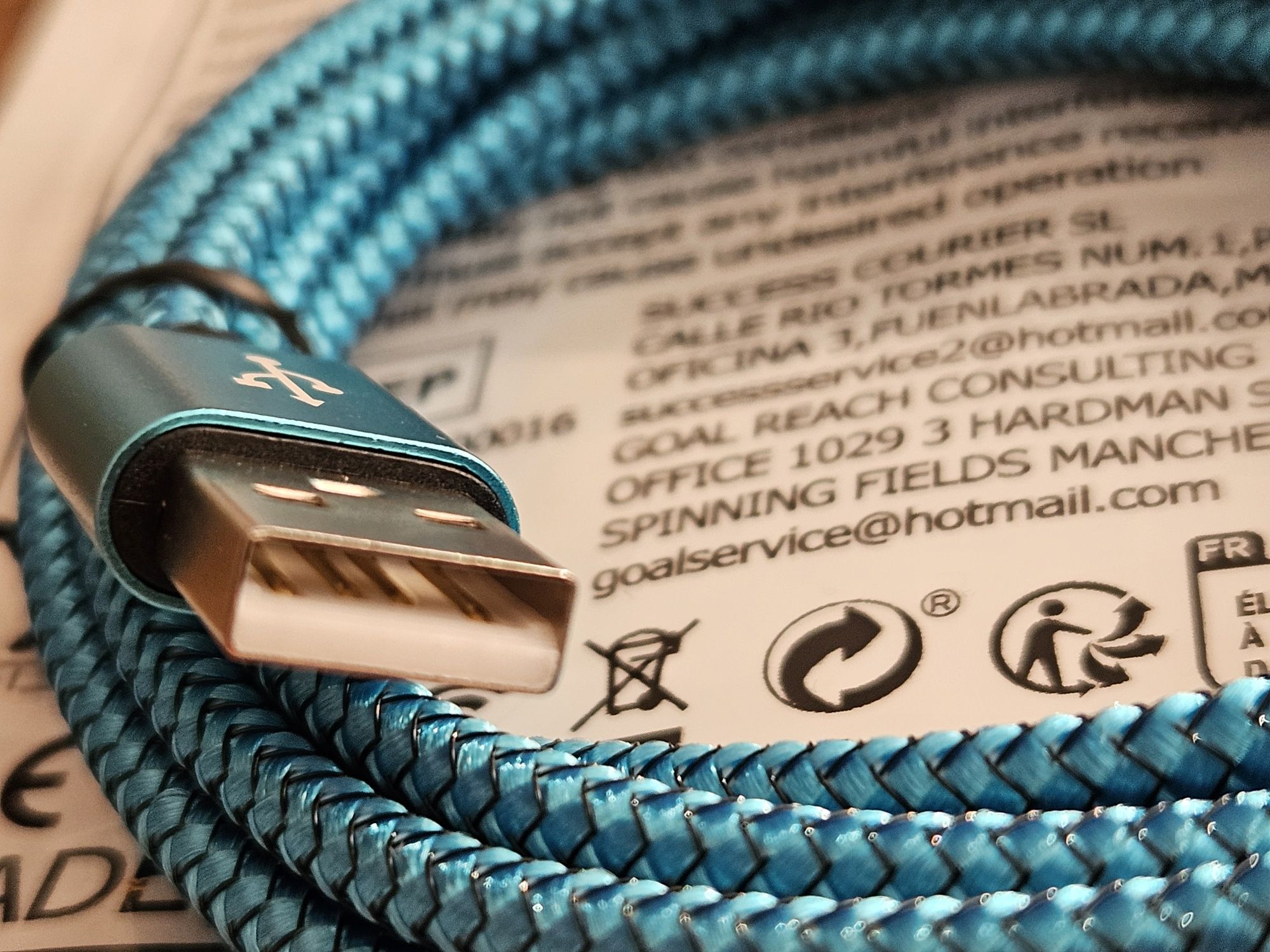 USB Kabel C niebieski do ładowarki 3A długość 2metry