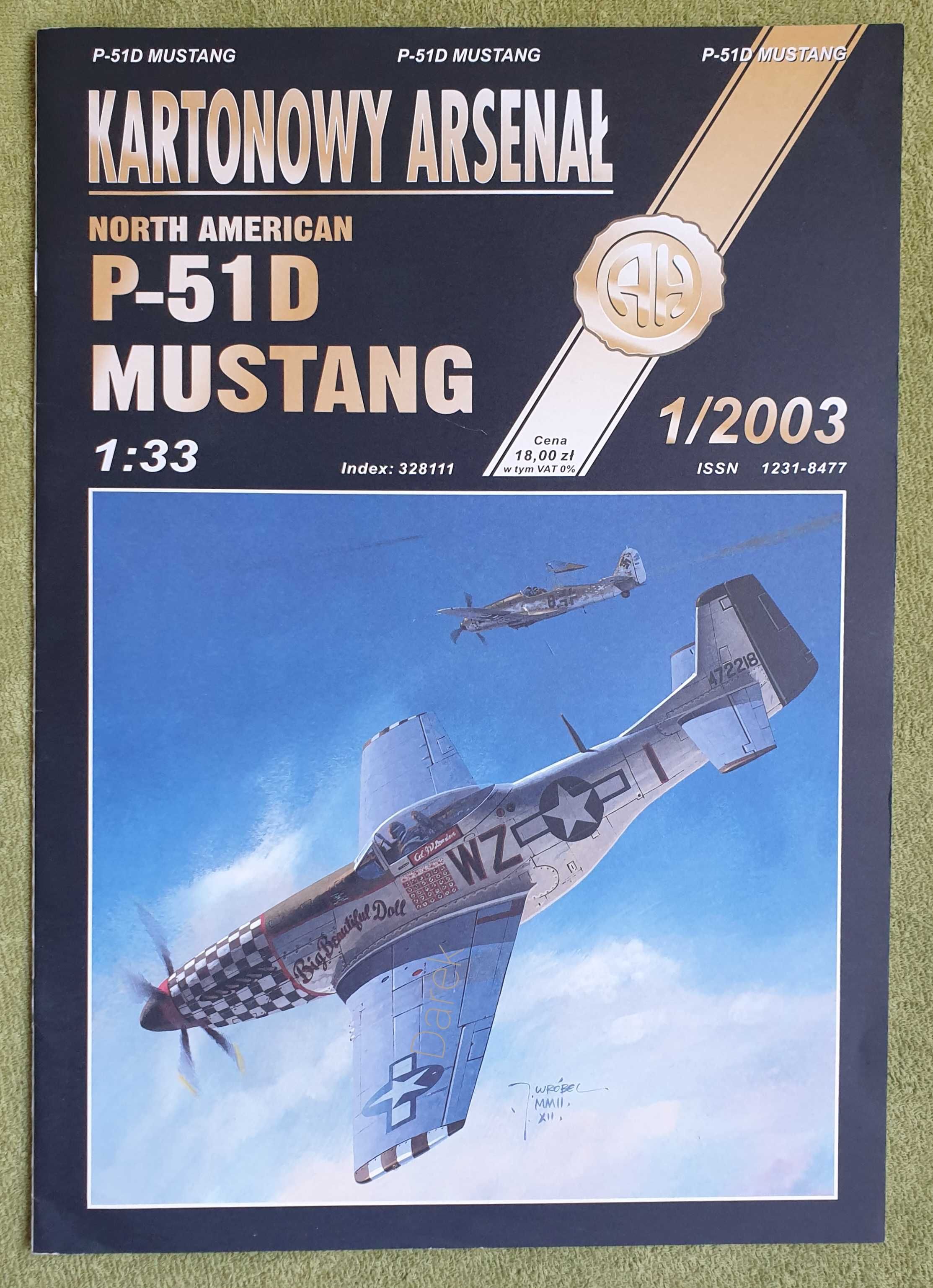 P-51D MUSTANG model Kartonowy Arsenał 1/2003 Haliński