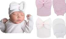 Gorro Branco ou Rosa/Branco (0-3M) NOVO