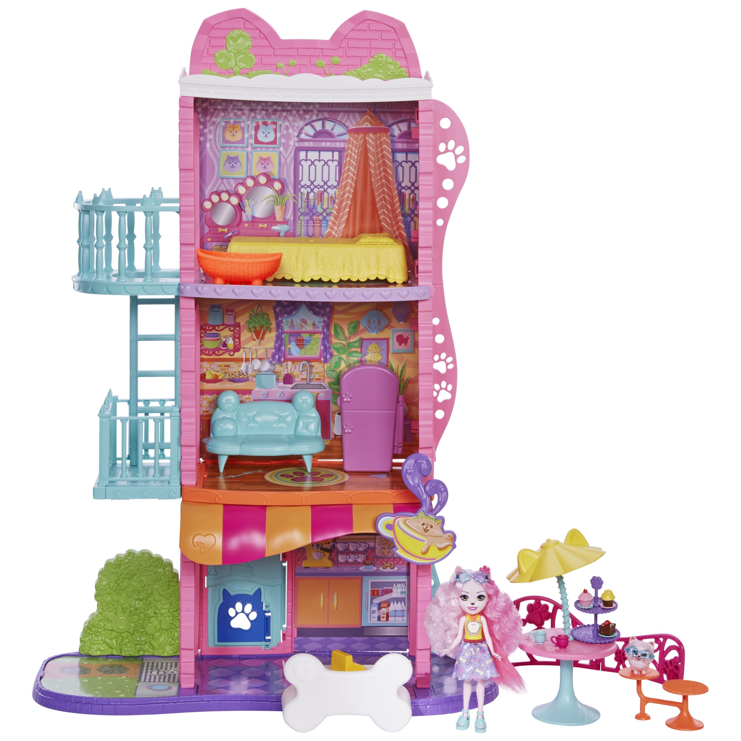 lalka enchantimals miejski domek z kawiarenką 70 cm