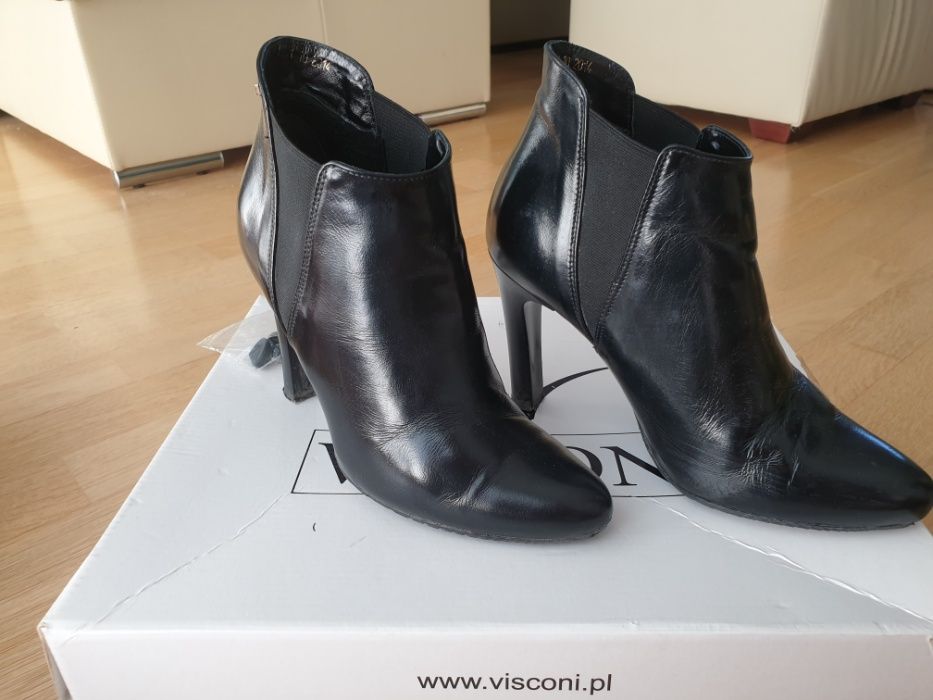 Czarne skórzane botki Visconi, r. 35