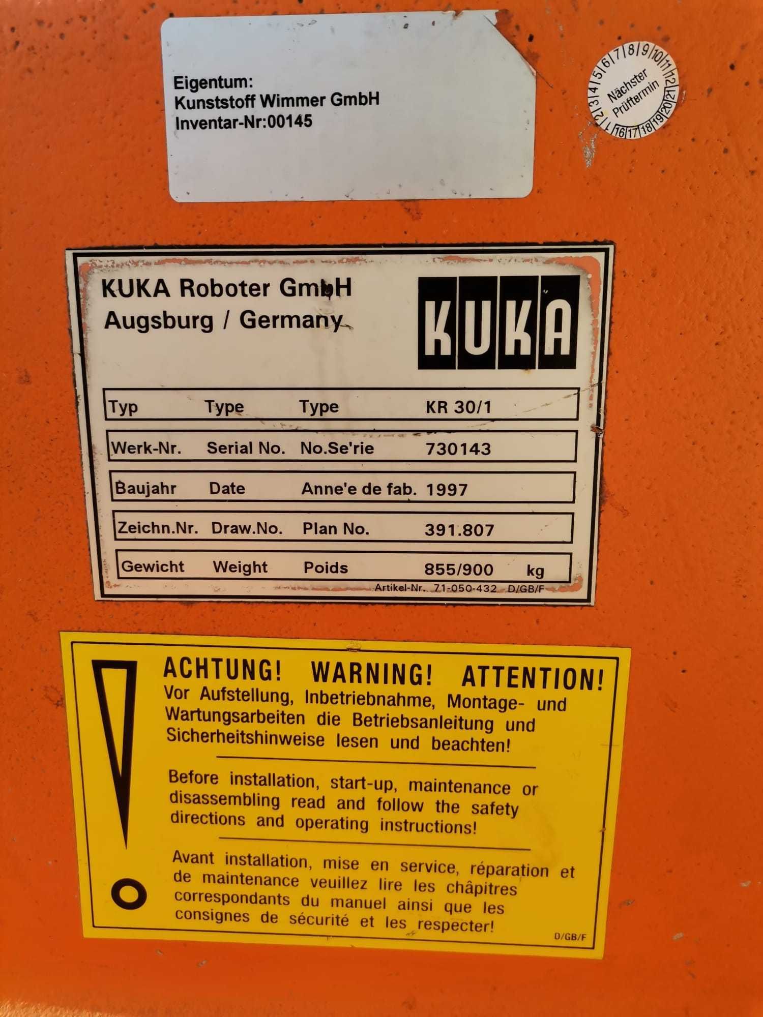 Ramię robotyczne KUKA KR30 szafa KRC1 panel operatora okablowanie ABB