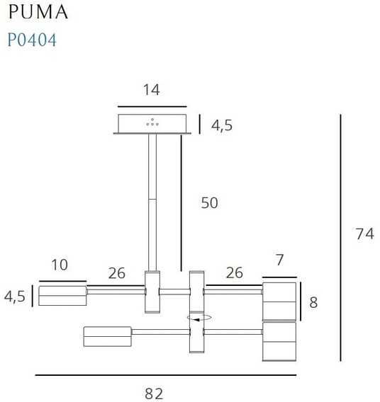 Maxlight P0404 Lampa Wisząca Puma Led 4x7W BK/GD