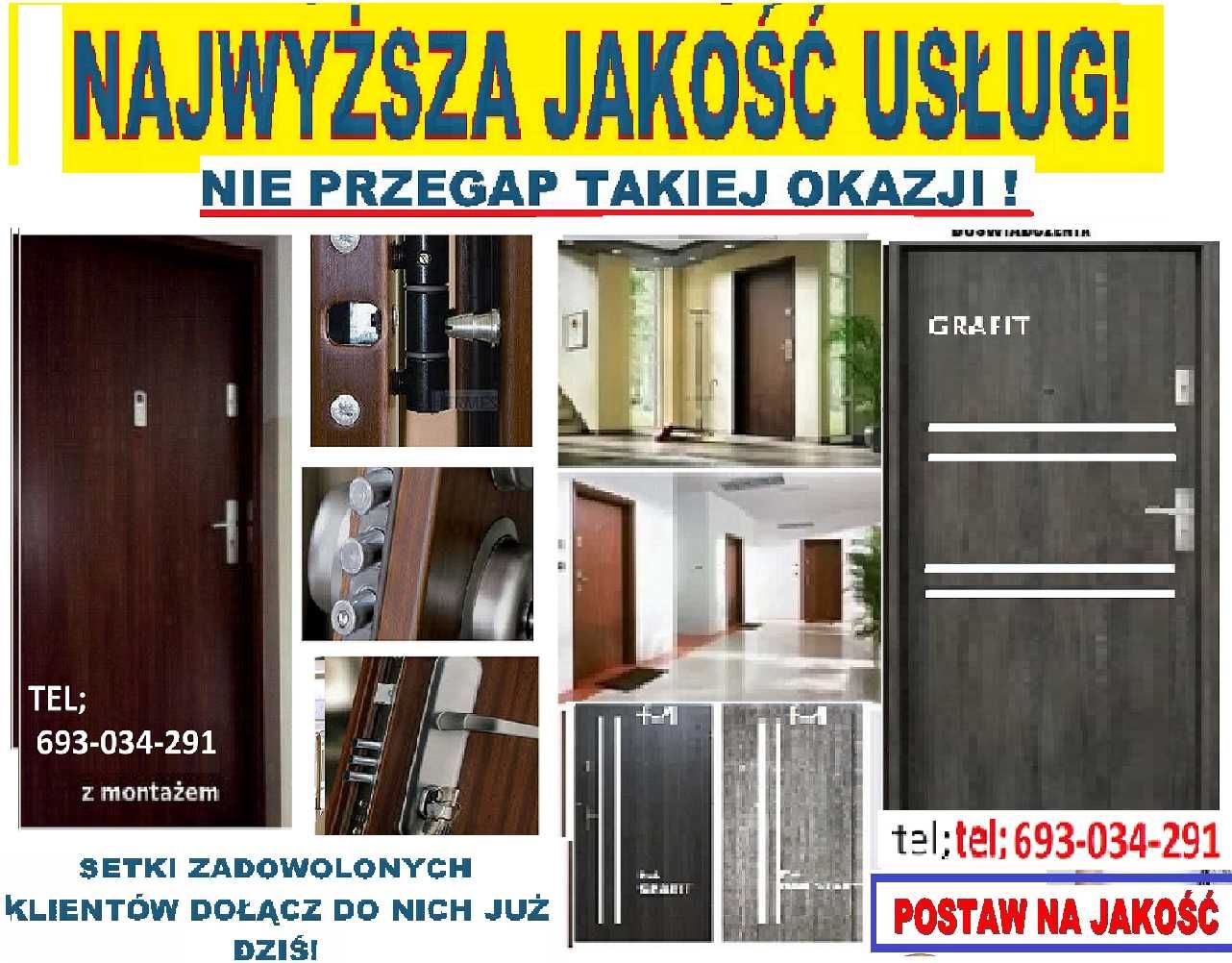 Drzwi zewnętrzne wejściowe do mieszkań z MONTAŻEM,  blok okazja !