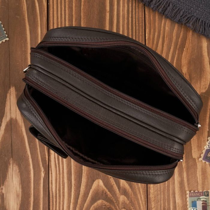 saszetka męska do ręki skórzana dwukomorowa brązowa paolo peruzzi