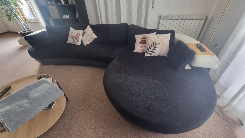 Sofá de tecido preto, 3.50mt