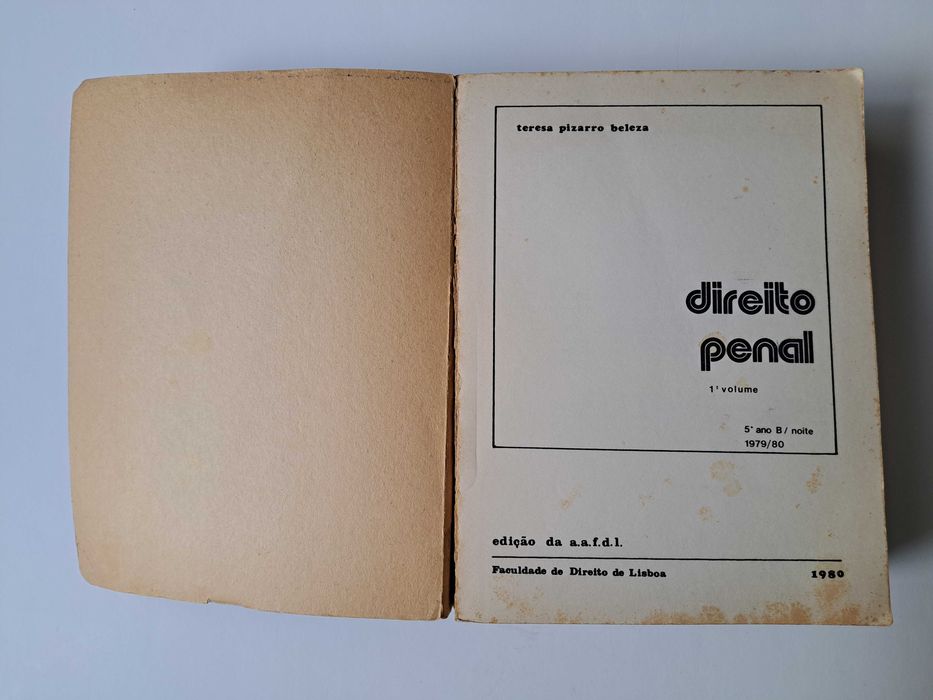 Direito Penal 1º volume - Teresa Pizarro Beleza - aafdl 1980