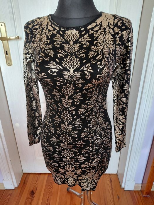 Sukienka na andrzejki sylwester impreze czarno złota