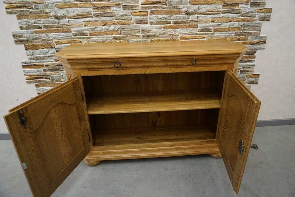 Komoda Lity Dąb 2 Drzwiowa Zgrabna Płytka szer. 117 cm  (p-1274)