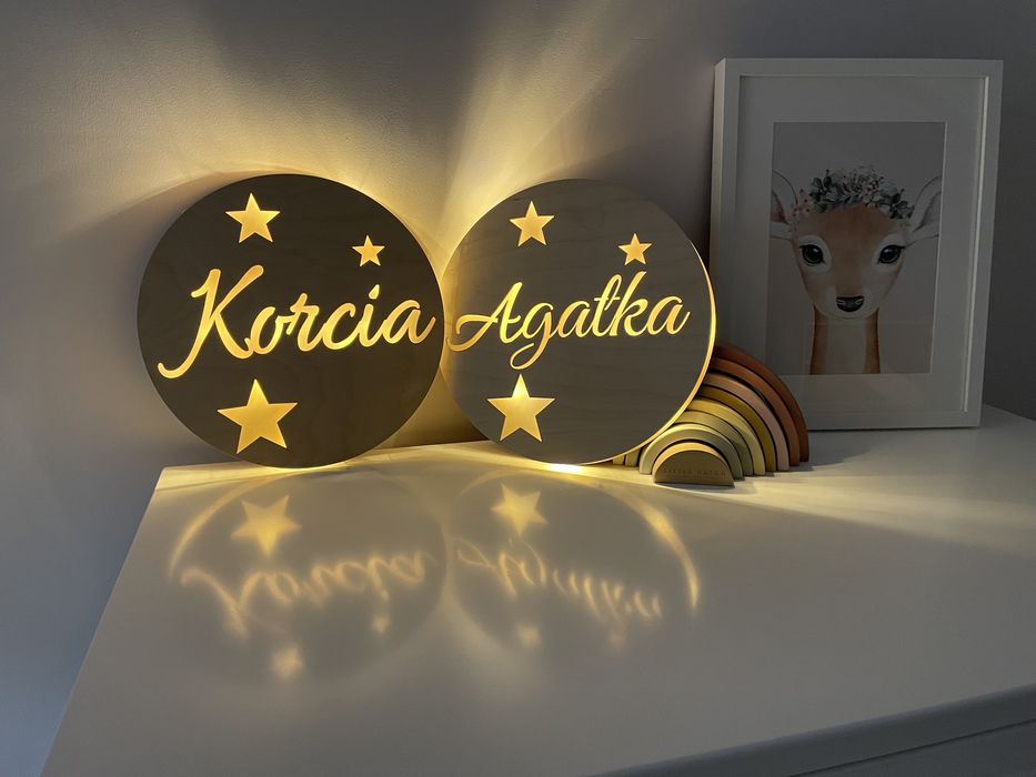 Lampka nocna led z imieniem na baterie 30cm