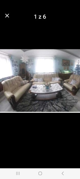 Komplet wypoczynkowy skóra dąb