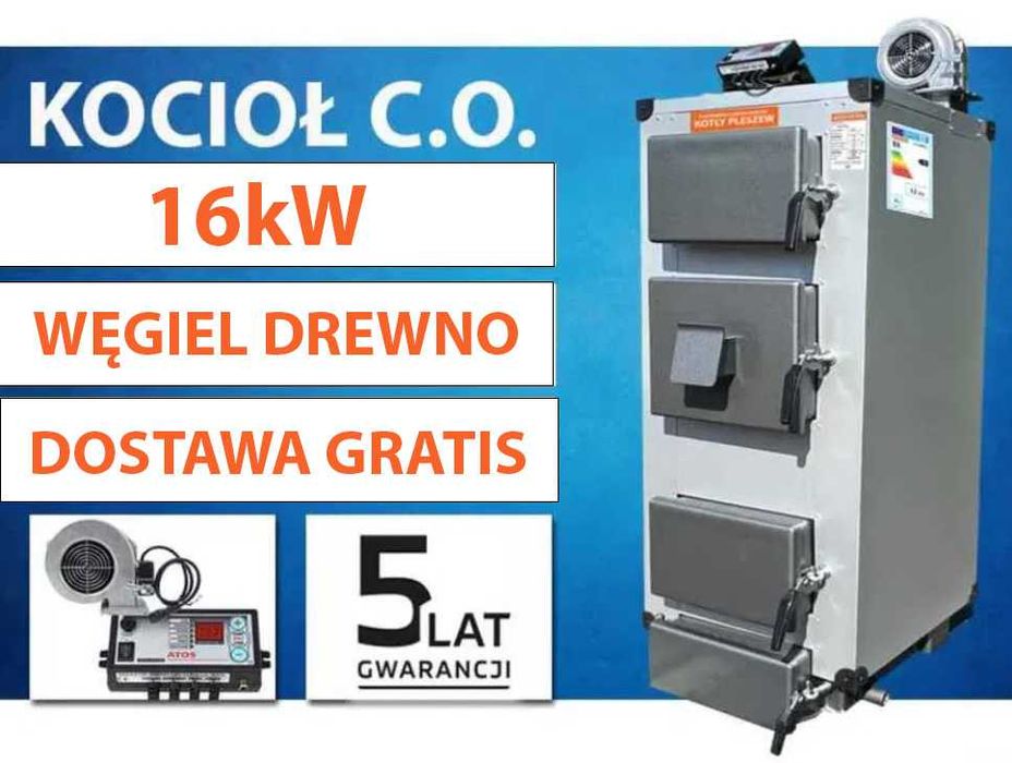 Kotły Kocioł 16kW na Drewno Węgiel - PRODUCENT Piec Zasypowy do 170m2