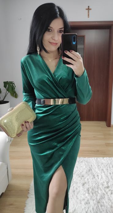 Sukienka długa maxi welur błyszcząca święta wigilia sylwester