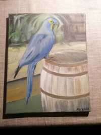 Obraz malowany Papuga sygnoowany