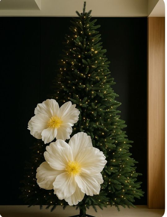 Каіти на ялинку. Квіти з органзи. Квіти з тканини