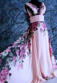 długa suknia sukienka w kwiaty wizytowa balowa rozmiar 38 m 40 l
