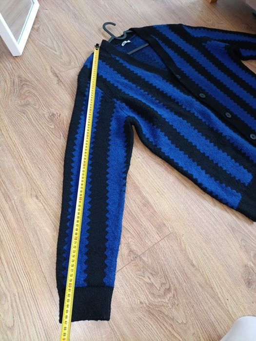 Zara kardigan, paski , zygzak, granat czerń, vintage