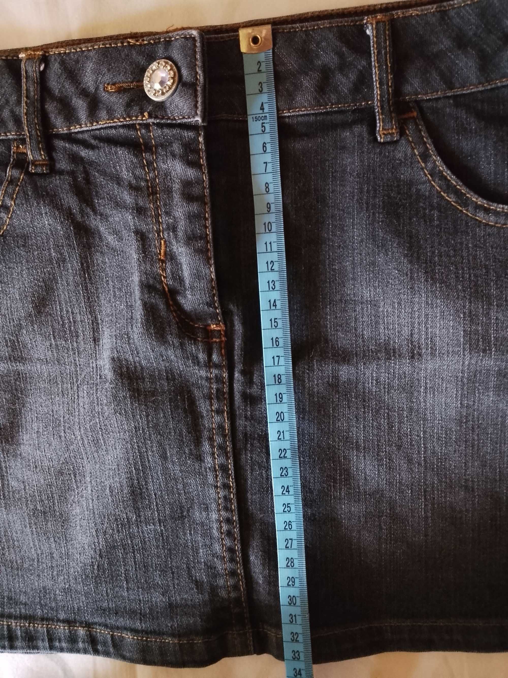 Spódnica jeansowa mini rozm. 12/40 przecierany jeans