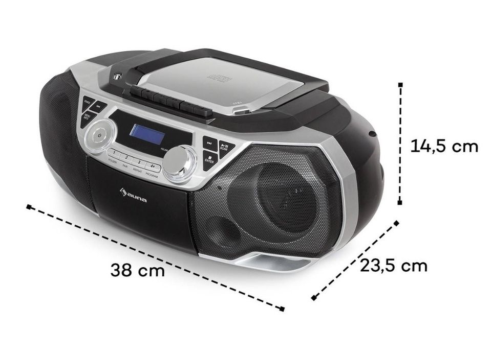 Бумбокс Auna Roadie CD плеер кассетное радио DAB/DAB+ FM Bluetooth
