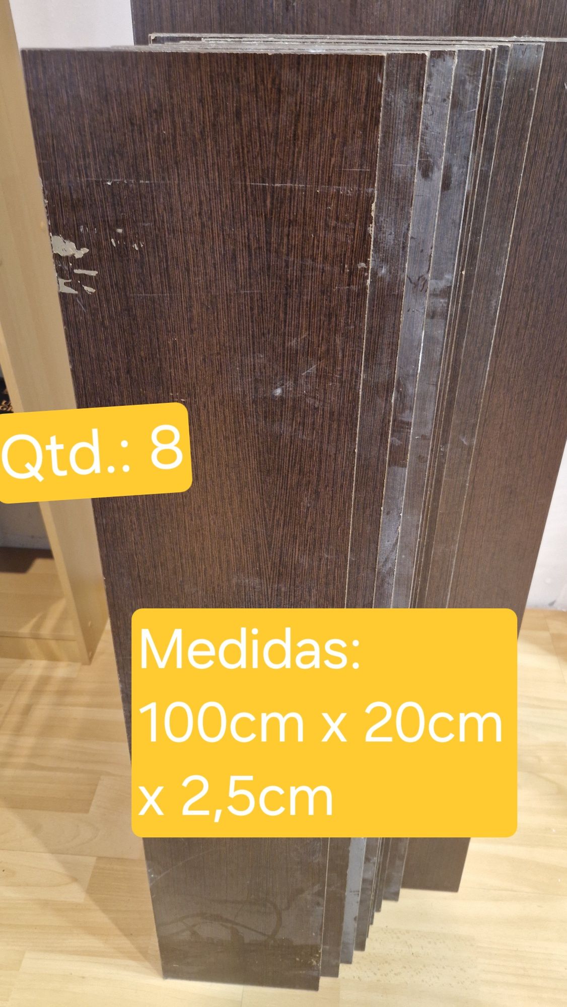 23 Prateleiras/painel com ferragens em wengue vários medidas