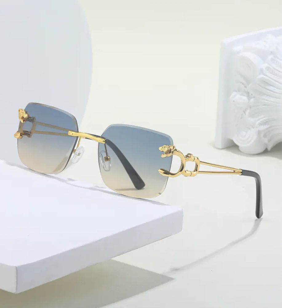 Vintage Square okulary przeciwsłoneczne bezramkowe UNISEX 2025 HIT