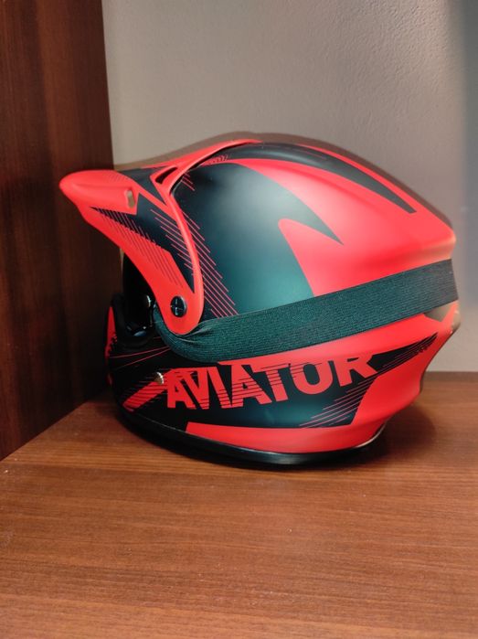 Kask młodzieżowy Enduro z goglami czerwony rozmiar XS