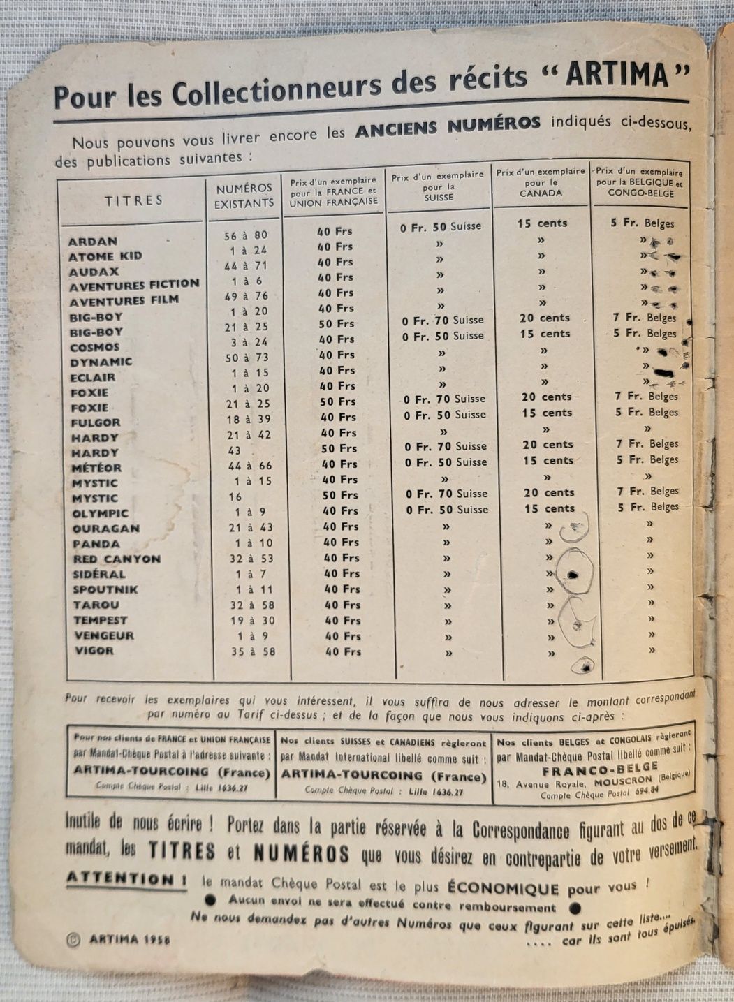 Sputnik nr 12/1958, ARTIMA
