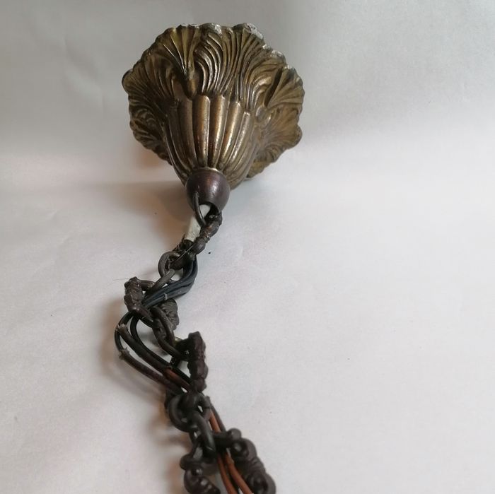 Lampa mosiężna 5-ramienna retro, oświetlenie w kamienicy