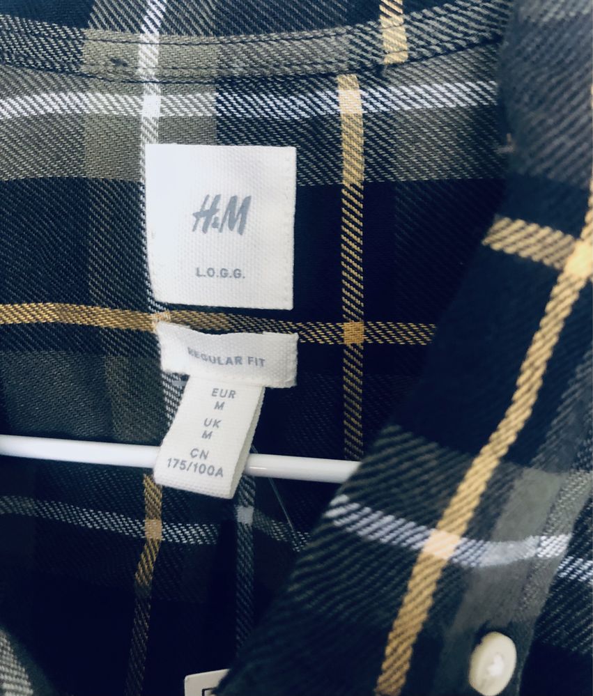 H&M koszula w kratę regular fit L M logg rock grunge