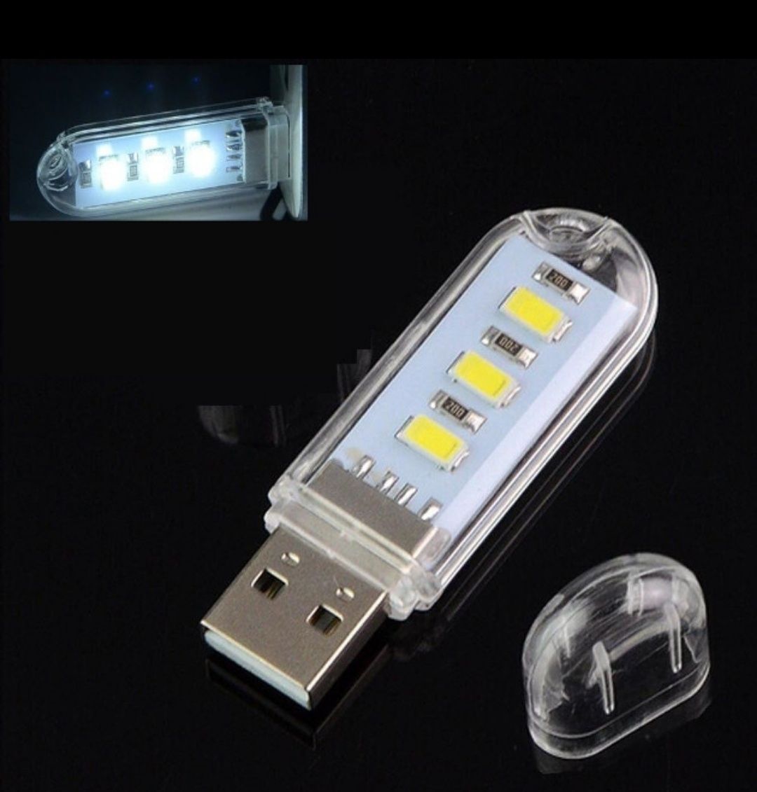 USB светодиодный фонарик, три светодиода