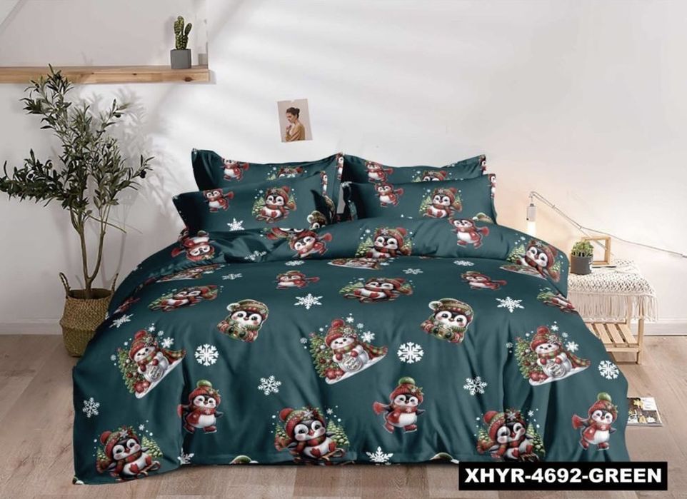 Акція! Чорна п’ятниця! Байкова постільна білизна новорічна тепла є