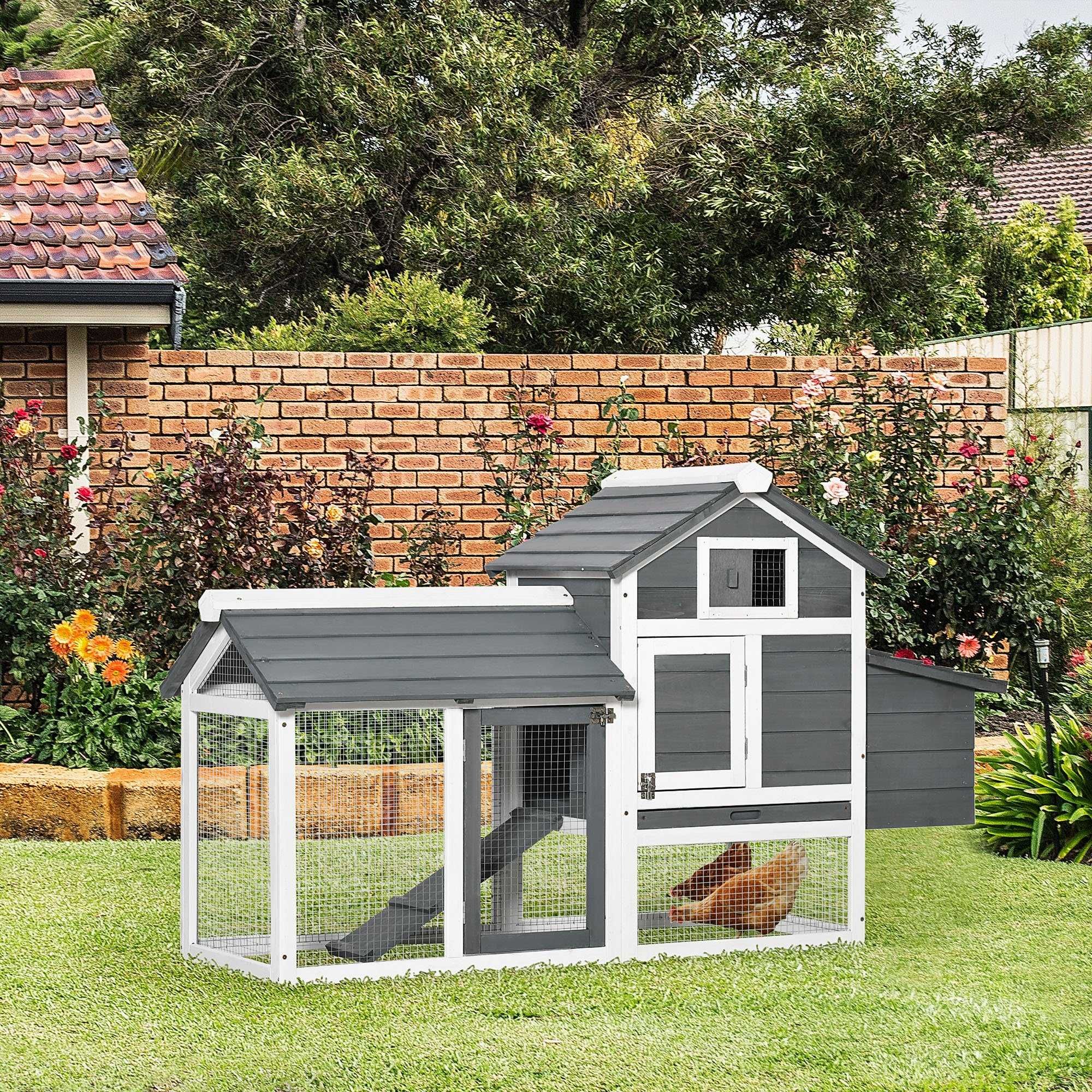 Galinheiro de Madeira p/ Exterior com Ninho 150x54x87 cm