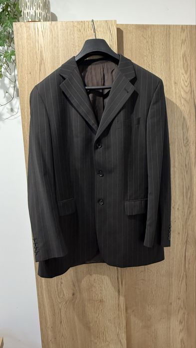 Męska marynarka w paski grafit braz XXL