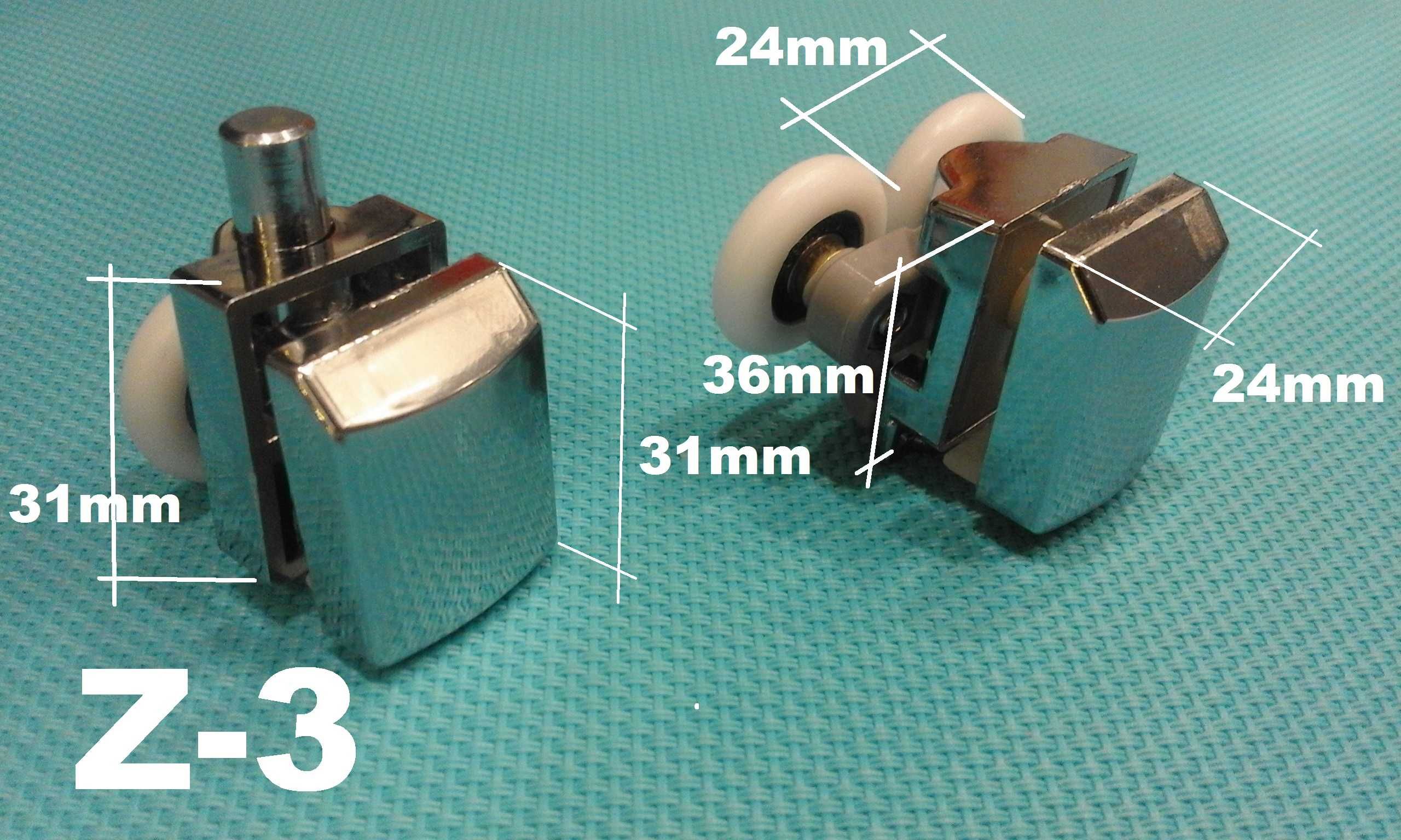 Rolki, kółka do kabiny prysznicowej Durasan, Bravat 24 mm zestaw Z-3