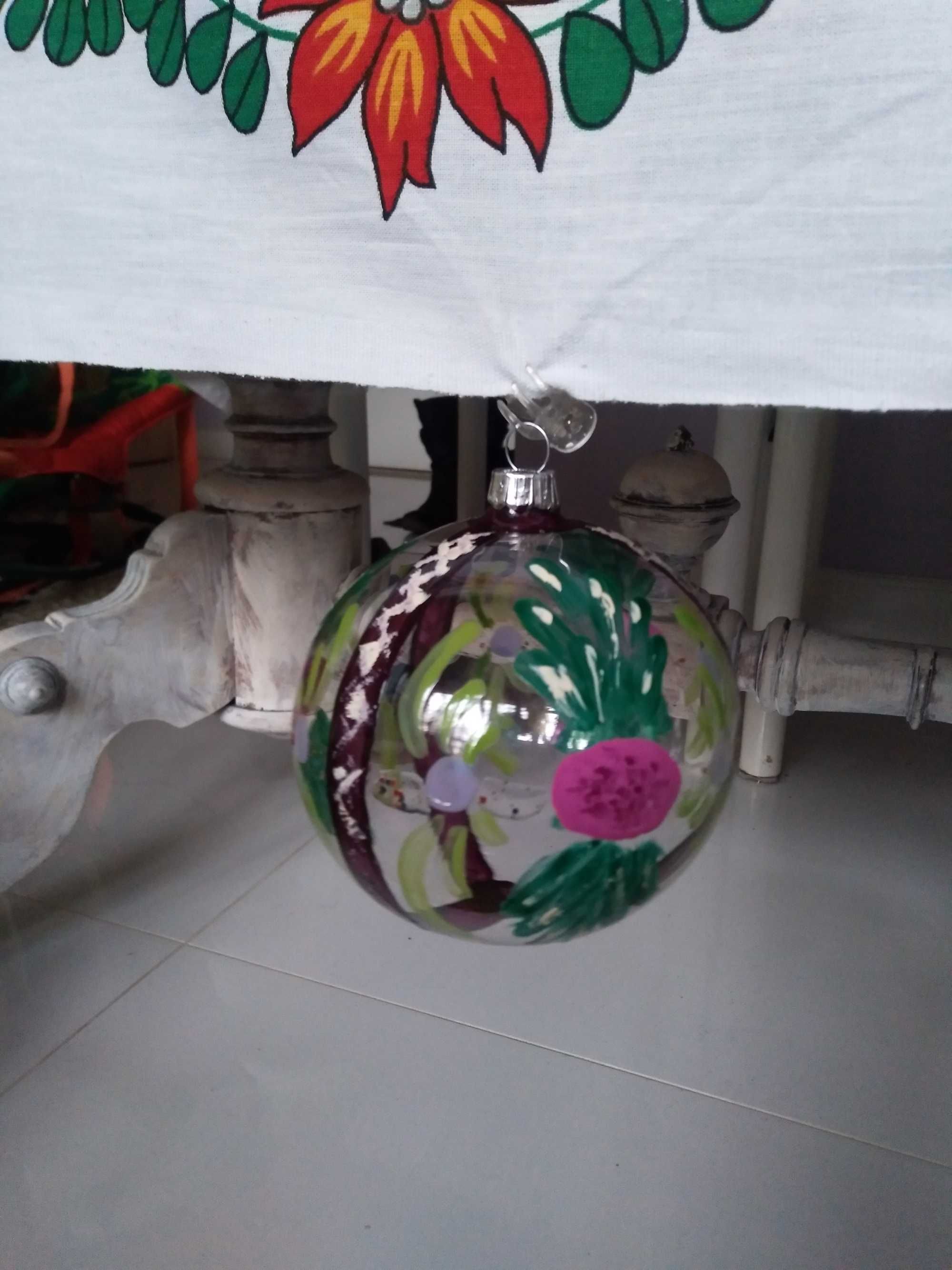 3 ręcznie zdobione handmade rękodzieło bombki choinkowe świąteczne