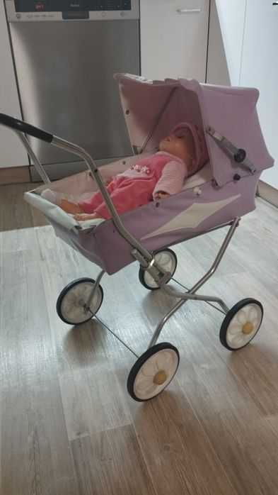 Wózek dla lalek dla małej dziewczynki+ lalka z Wieloma akcesoriami