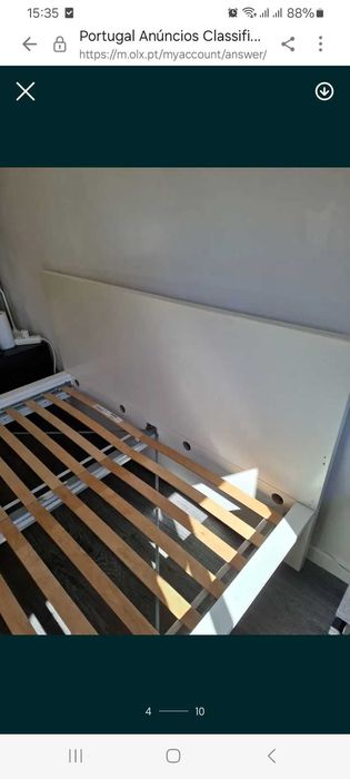 Cama de casal Ikea Malm branca 160x200 com estrado