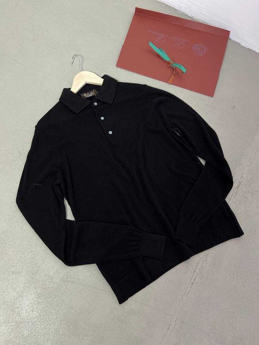 Кашемировый черный свитер Loro Piana кофта с вышивкой Лоро Пиана sg312