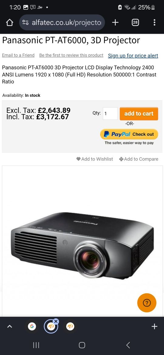 Projetor panasonic PT-AT6000E