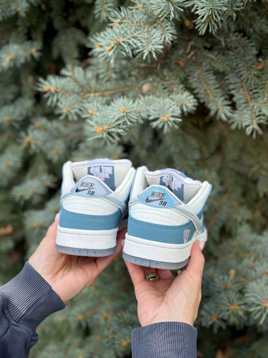 Жіночі кросівки Nіке Dunк Low білий з синім  3761 ТОП