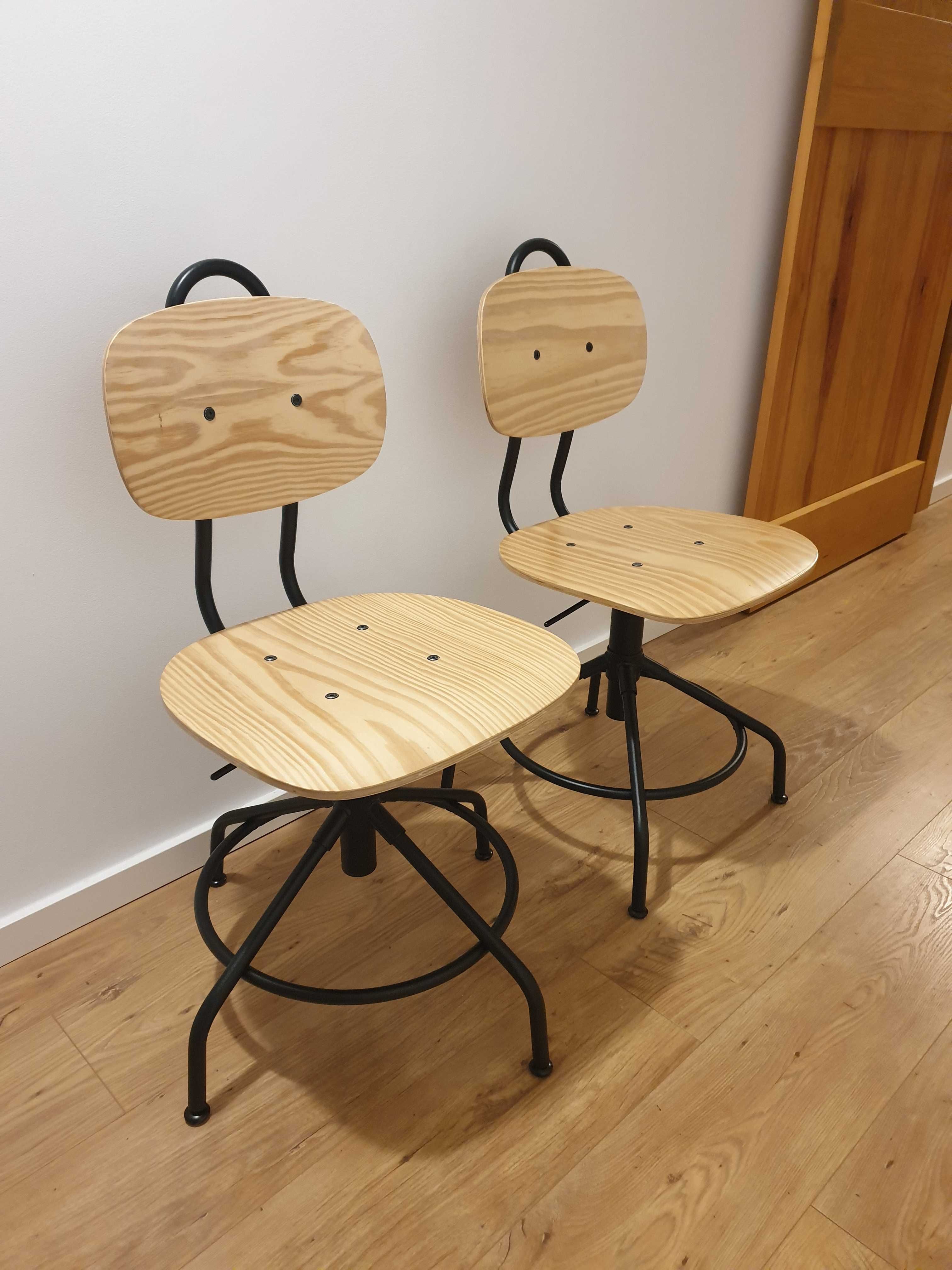 Krzeslo biurowe obrotowe Ikea KULLABERG drewniane fotel biurowy