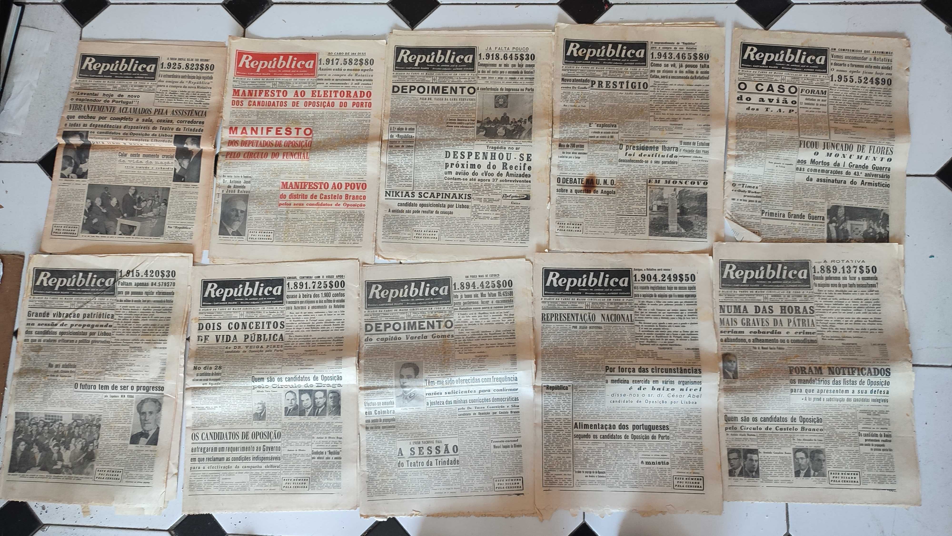 Lote 80 Jornais República - Anos 40, 50 e 60