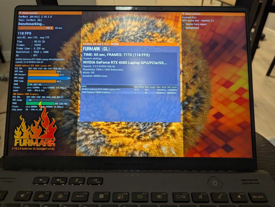 Zephyrus G14, 4080, 32 RAM, 12 VRAM, bez gwarancji, 2.5 letni