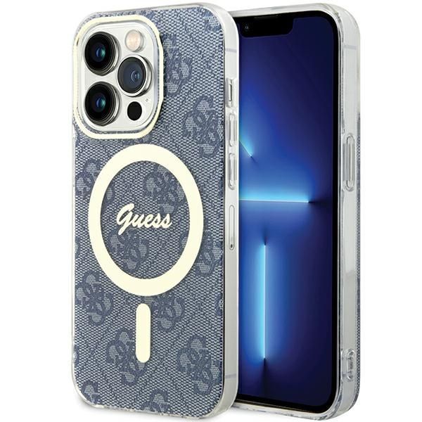 Guess Etui IML 4G MagSafe do iPhone 15 Pro Max 6.7", Niebieskie