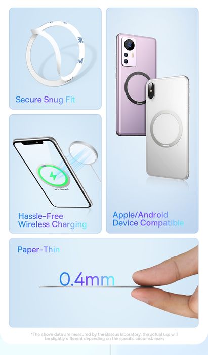 Baseus - 2 Adesivos Magnéticos P/ Carregamento Indução / MagSafe