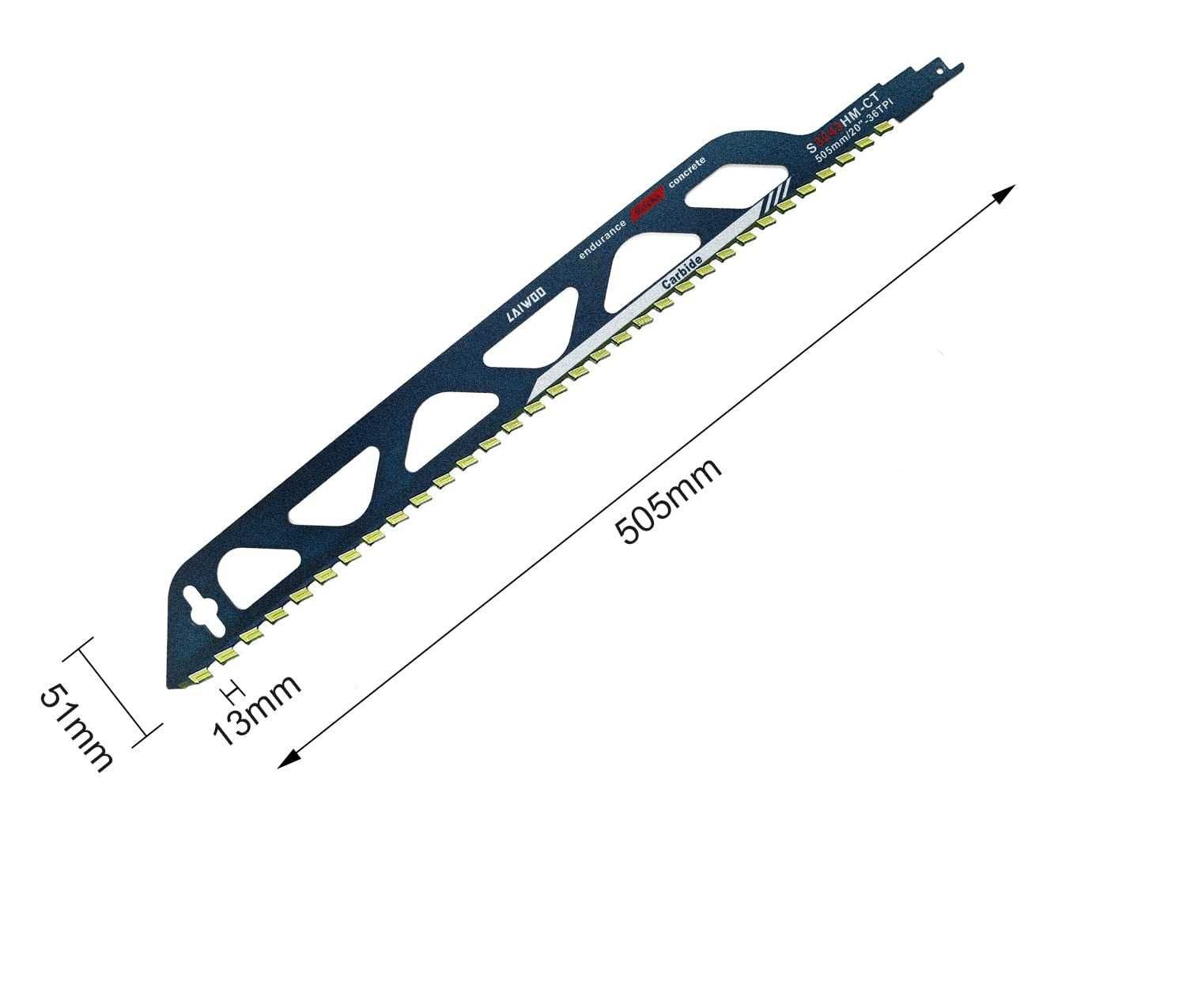 LAIWOO brzeszczot do piły szablastej 505 mm HM S3243 do betonu